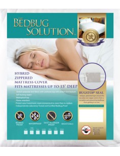 Full / Double Hybrid Zippered Mattress Cover with Patented Bugstop Closure 15" Depth