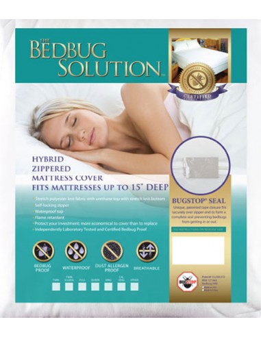 Full / Double Hybrid Zippered Mattress Cover with Patented Bugstop Closure 15&quot; Depth